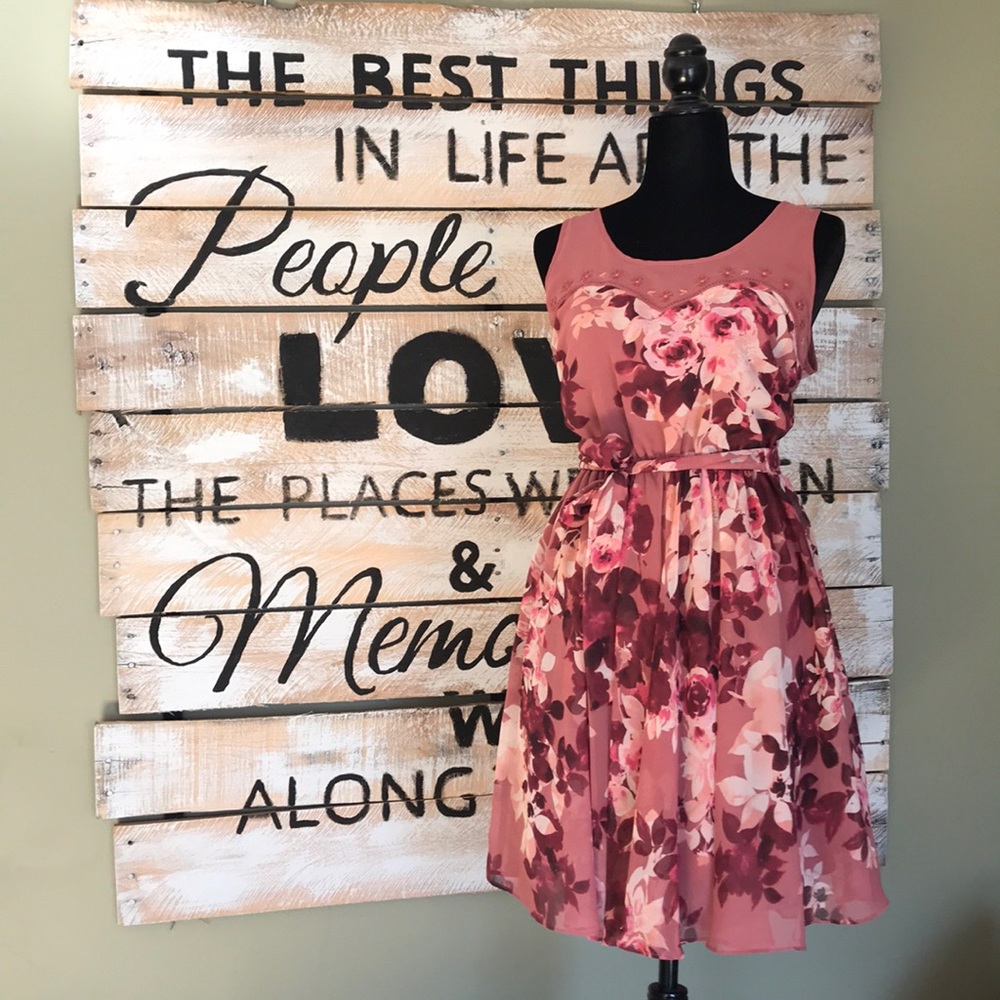 Lauren Conrad mauve floral dress